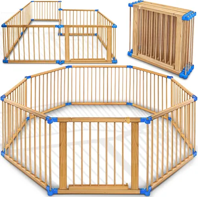 Image de KIDUKU® Parc 7,2 mètres bleu XXL pliable avec porte, composé de 8 éléments, modulable individuellement Parc Barrière de sécurité