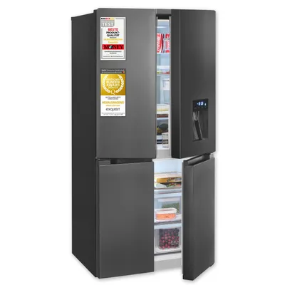 Produktbild von Exquisit Multidoor Kühlschrank, 432 Liter, Standgerät, No-Frost, Kühl- & Gefrierkombination, LED, leise, MD430-100-WS-202E inoxlook-az