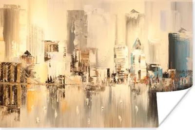 Produktbild von MuchoWow® Poster Gemälde - Öl - Abstrakt - Skyline 120x80 cm - Bilder