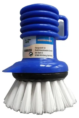 Produktbild von Topfbürste mit Schaber EUROHOME® – aus Kunststoff, 7x7x9cm – Diese EUROHOME® multifunktionale Topfbürste mit Schaber verleiht Ihren Kochtöpfen