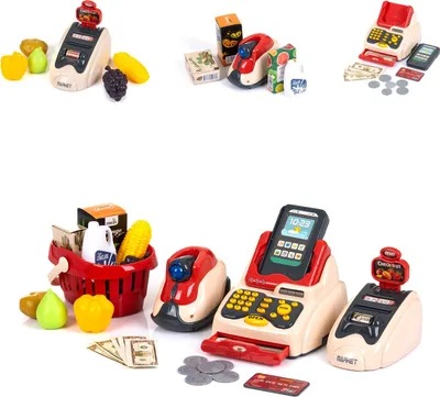 Image de Chipolino Jouet Caisse enregistreuse 24 pièces Scanner Lecteur de cartes Fruits Panier Argent rouge
