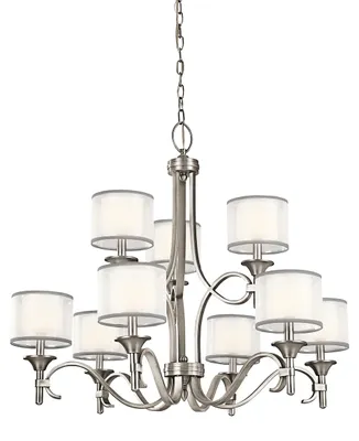 Produktbild von Elstead Lacey Kronleuchter E14 9-fach Antikes Zinn Weiss-organza