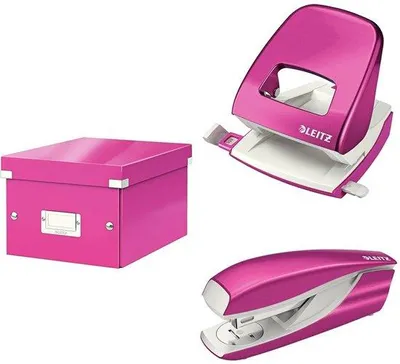 Imagen del producto de Mueble de almacenamiento Mini-Click con tapa, perforado y para 30 carpetas, archivador de documentos tamaño A5, cajonera roja para oficina y uso personal, serie WOW