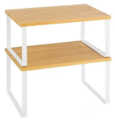Image de Organisateur de cuisine - Étagère à épices empilable pour plan de travail - Bois - Polyvalent - Grande capacité - Jusqu'à 6 kg par étagère - Lot de 1