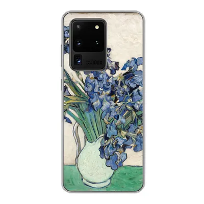 Produktbild von MuchoWow® Handyhülle Schutzhülle Hülle für Samsung Galaxy S20 Ultra Stilleben mit Schwertlilien - Vincent van Gogh Silikon Softcase Handy Hülle - Karteninhaber