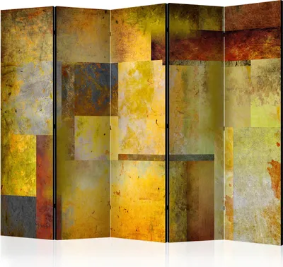 Produktbild von Akusticher Raumteiler Abstrakt Foto Paravent 225x172 cm beidseitig auf Vlies-Leinwand bedruckt Akustikschaum Trennwand Spanische Wand Sichtschutz Home Office Aquarell geometrisch f-A-0359-z-c