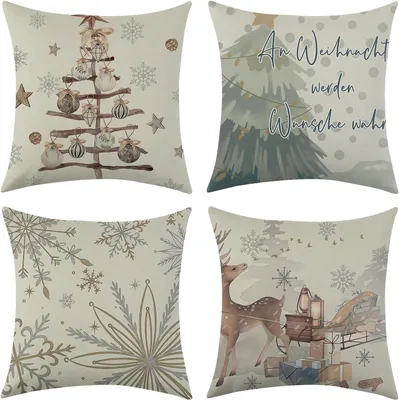 Obrázok produktu pre Dekoratívne obliečky na vankúše Vianočný stromček, sada 4 ks, biele, 40 x 40 cm
