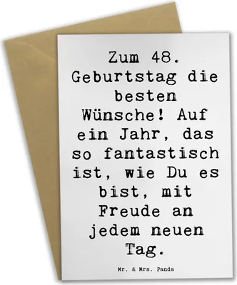 Produktbild von Mr. & Mrs. Panda jubiläumskarte Spruch 48. Geburtstag - Weiß - Geschenk, vatertagskarte, besonderer, einladungskarten, Happy Birthday, Grußkarte, neuer Tag, Freude