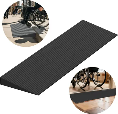 Image de Rampe de seuil Izrielar en caoutchouc plein, rampe d'accès 90 x 15 x 2 cm, rampe pour fauteuil roulant, rampe antidérapante pour seuils de porte, bordures de trottoir, marches