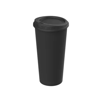Produktbild von Schwarzer Kaffeebecher aus 100% recycelbarem Material, wiederverwendbar, spülmaschinengeeignet