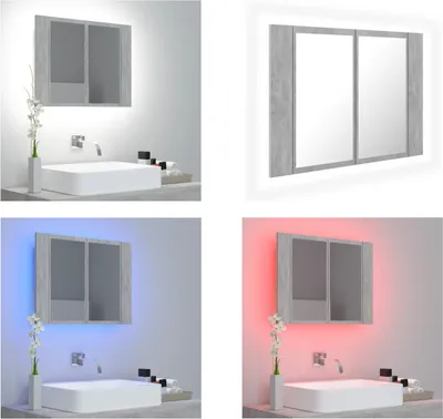Image de vidaXL Armoire de toilette LED gris béton 60x12x45 cm Acryl - Armoire de toilette LED - Armoire de toilette LED - Armoire de toilette LED de salle de bain - Armoires de toilette LED de salle de bain