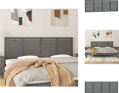 Produktbild von vidaXL Wand-Kopfteil Grau 206x3x63 cm Massivholz Kiefer -  Kopf- & Fußenden