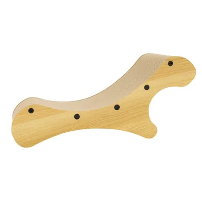 Produktbild von Kratzliege für Katzen, Kratzsessel aus Wellpappe und MDF, braun 59 cm