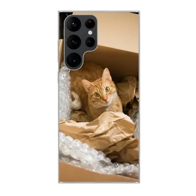 Produktbild von MuchoWow® Handyhülle Schutzhülle Hülle für Samsung Galaxy S22 Ultra Katze - Box - Rot Silikon Softcase Handy Hülle - Abbildung