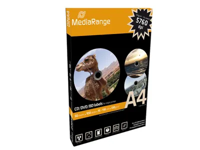 Produktbild von 500 (5x 100) MediaRange CD DVD BD-R Etiketten 250 Blatt 118 x 15