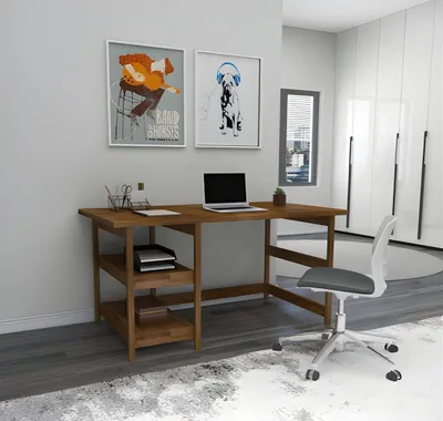 Produktbild von Brauner Jugendzimmer Schreibtisch Robuste Holztische Stilvolle Tische