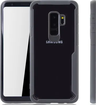 Produktbild von Graue Premium Samsung Galaxy S9 Plus Hybrid-Editon Hülle | Unterstützt Kabelloses Laden | aus edlem Acryl mit weichem Silikonrand Grau
