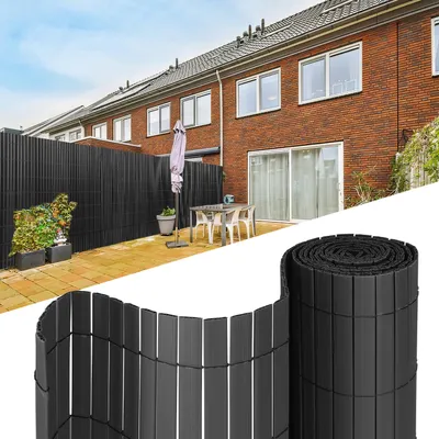 Produktbild von Hengda PVC Sichtschutzmatte W-Struktur Verstärkung Innen, Balkon Sichtschutz mit Kabelbindern, Sichtschutzzaun Windschutz Wasserdicht ohne Bohren, Grau 0,8 x 3m