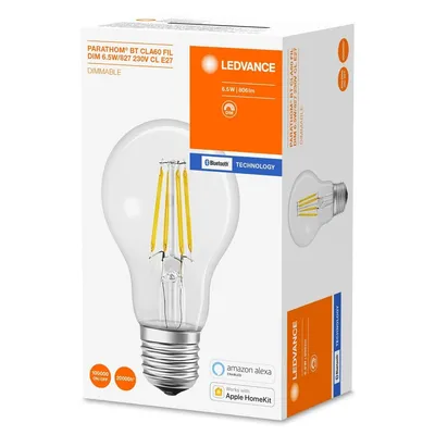 Produktbild von Ledvance LED Smart+ Parathom Filament Birne 6,5W = 60W E27 klar 806lm warmweiß 2700K Dimmbar App Google & Alexa Bluetooth