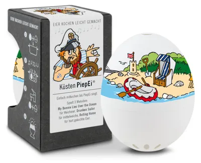 Produktbild von Brainstream | Küsten PiepEi - Singende Eieruhr zum Mitkochen - Eierkocher für 3 Härtegrade - Maritime Geschenke - Lustiges Kochei - Musik Eggtimer
