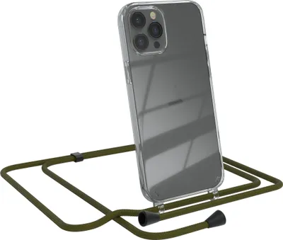 Produktbild von EAZY CASE Handykette kompatibel mit Apple iPhone 12 Pro Max, Handyhülle mit Umhängeband, Handykordel, Schutzhülle Clear, Band in Grün