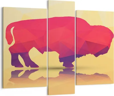 Produktbild von Bild auf Leinwand - Leinwandbild - Bison Illustration Bunt Grafik - 95x80cm - Wand Bild - Wanddeko - Leinwanddruck - Bilder - Kunstdruck - Wanddekoration - Leinwand bilder - Wandkunst - CB95x80-2812