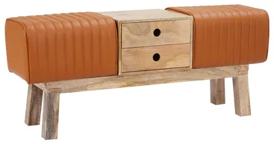 Productafbeelding van Bank 110 x 30 x 45 cm Echt Leer Bruin