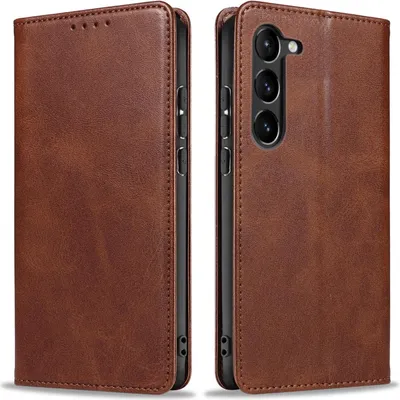 Produktbild von Handyhülle für Samsung Galaxy S23 Kunstleder Flip Cover Hülle Handytasche Case Kartenfach Farbe: Dunkelbraun