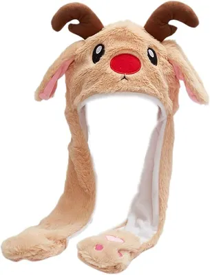 Obrázek produktu pro Party Cosplay funny PLU je vánoční klobouk s pohyblivýma skákajícíma ušima, roztomilý vánoční klobouk, Ren