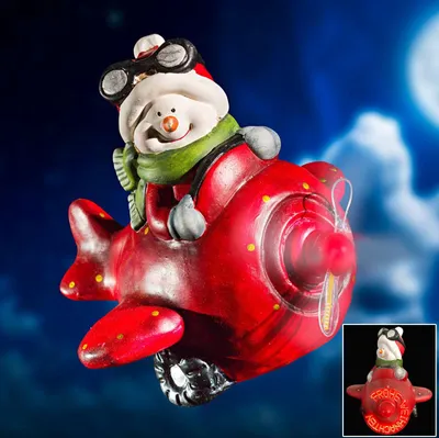 Produktbild von Deko Schneemann im Flugzeug Weichnachtsdeko Weihnachten Figur Dekofigur Weihnachtsfigur Beleuchtet Weihnachtsbeleuchtung Dekoration mit wechselnden Schriftzügen