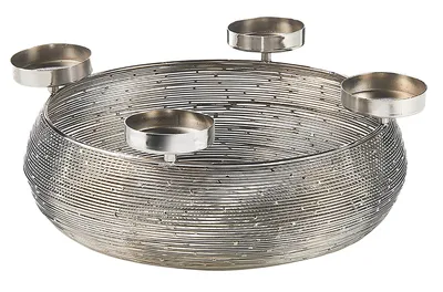 Produktbild von Lockardi Dekokranz rund aus Metall in silber für 4 Kerzen Dekoschale Kerzenhalter