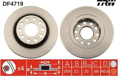 Produktbild von TRW Bremsscheiben (2 Stück) Hinterachse DF4719