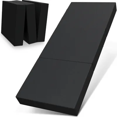 Produktbild von ELONEO Klappmatratze, Gästematratze, 3-teilige Faltmatratze, Schaumstoff extra dick (15cm), waschbar, Bandscheibenwürfel, klappbar, Faltbare Matratze, Erwachsene (Schwarz, 90 x 200 x 15 cm)