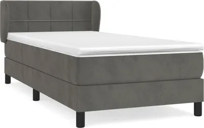 Produktbild von vidaXL Boxspringbett mit Matratze Dunkelgrau 90x200 cm Samt