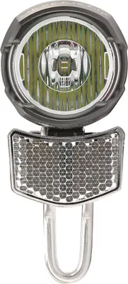 Zdjęcie produktu dla Reflektor rowerowy LED Prophete - 50 luksów, do rowerów elektrycznych (6-48 V), z podświetlanym logo, widocznością boczną i wspornikiem ze stali nierdzewnej - zatwierdzony przez StVZO