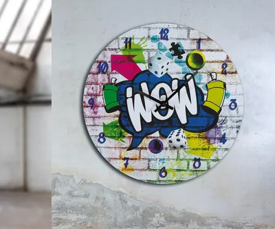 Obrázek produktu pro Nástěnné hodiny Gilde MDF Street Art " Wow " VE 4 44387