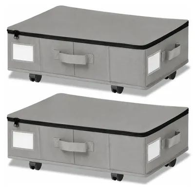 Image de Boîtes de rangement sous le lit avec roulettes, lot de 2, 60 litres