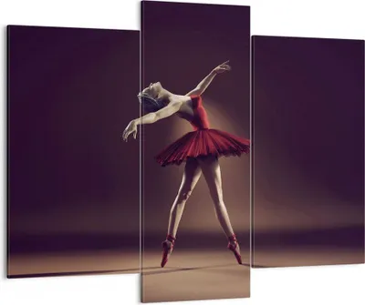 Produktbild von Bild auf Leinwand - Leinwandbild - 3 Teile - Ballerina Rot Kleid - 130x100cm - Wand Bild - Wanddeko - Wandbilder - Leinwanddruck - Bilder - Wanddekoration - Leinwand bilder - Wandbild - CB130x100-4336
