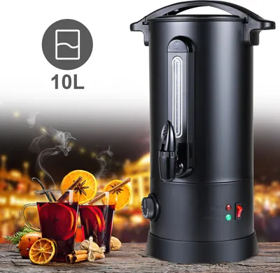 Immagine prodotto di TolleTour bollitore per vin brulè 10 litri 1500W con rubinetto, termostato e protezione da surriscaldamento, 30-110°C, dispenser elettrico di bevande calde in acciaio inox bollitore per vin brulè dispenser di acqua calda pentola per vin brulè