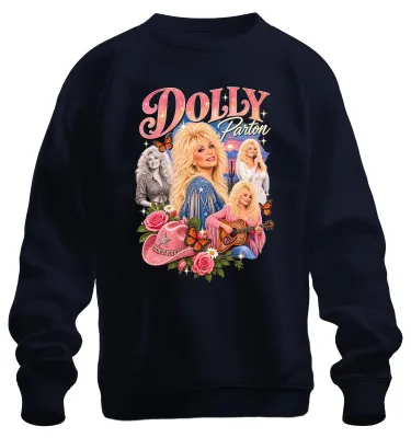 Productafbeelding van Dolly Parton, countryzangeres, cowgirl, western-stijl, sweatshirt, marineblauw, maat 3XL