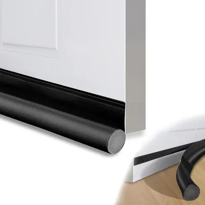 Produktbild von Zugluftstopper Tür 2er Set 96 cm Selbstklebend Klettverschluss Schwarz