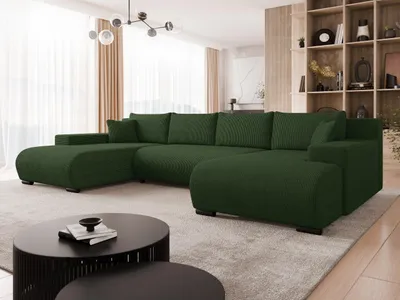 Obrázek produktu pro Moderní rozkládací sedačka do tvaru U SELAH - zelená 2