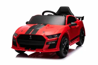 Immagine prodotto di Auto elettrica Ford Shelby Mustang GT 500 Cobra per bambini, rossa, telecomando a 2,4 GHz, ingresso USB, luci a LED, motore 2 x 30 W, licenza originale