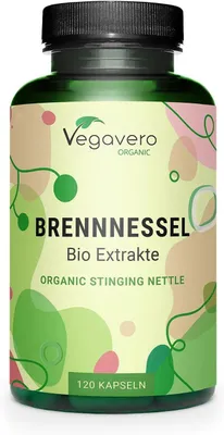 Zdjęcie produktu dla Vegavero Organiczne ekstrakty z pokrzywy | 120 kapsułek | ekstrakty z korzeni i liści | organiczna jakość z Europy | wegańskie