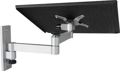 Produktbild von Laptop Wandhalterung Universal Notebook Halterung silber - schwenkbar neigbar ausziehbar - mit Tablet Adapter Ablage Auflage schwarz Modell: L52S-APB