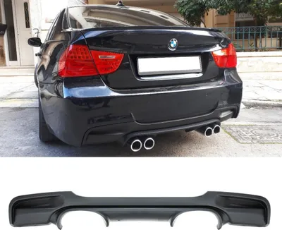 Productafbeelding van Achterdiffusor met 4 uitlaten, geschikt voor BMW E90 E91 met M-pakket bumpers + CSL M3 AGA