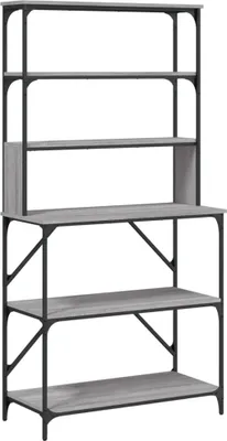 Produktbild von vidaXL Bäckerregal 6 Fächer Grau Sonoma 90x40x180 cm Holzwerkstoff