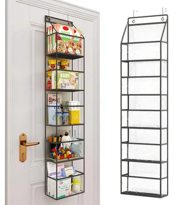 Organizer mit 5 Türregalen, transparentes PVC, platzsparend, schwarz