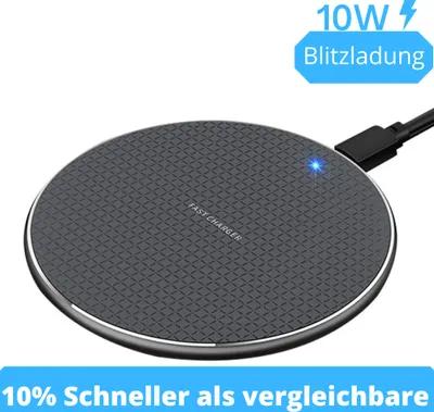 Produktbild von QI Wireless Ladestation Samsung Iphone Huawei Xiaomi Kabelloses Induktives Ladegerät, Farbe:Schwarz