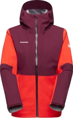 Mammut Linard Guide HS Hooded Jacket Women in Rot und Dunkelrot mit Kapuze und durchgehendem Reißverschluss
